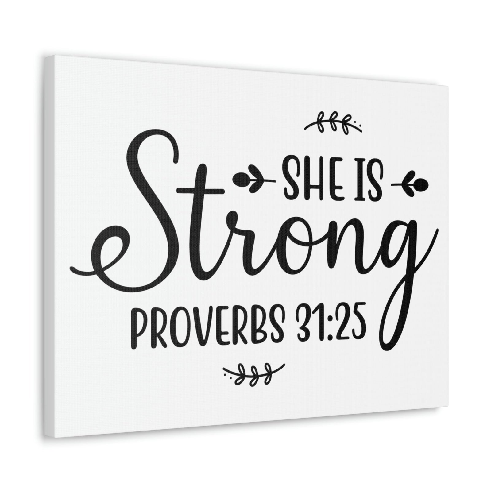 Scripture Walls Strong Proverbs 31:25 Leaves Bible Verse Canvas Christian Wall Art Ready to Hang Unframed-Express Your Love Gifts