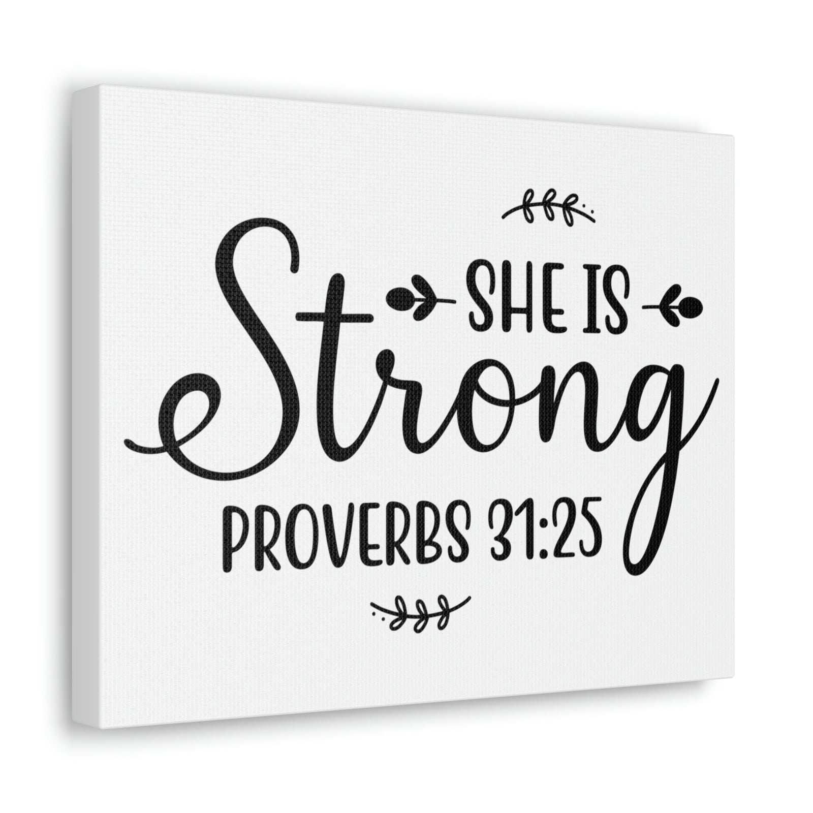 Scripture Walls Strong Proverbs 31:25 Leaves Bible Verse Canvas Christian Wall Art Ready to Hang Unframed-Express Your Love Gifts