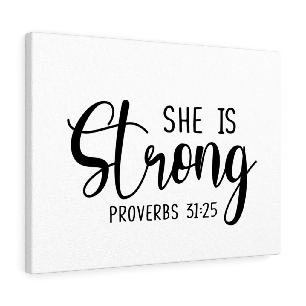 Scripture Walls Strong Proverbs 31:25 Plain Bible Verse Canvas Christian Wall Art Ready to Hang Unframed-Express Your Love Gifts