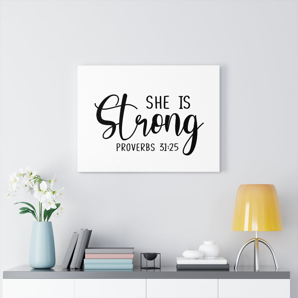 Scripture Walls Strong Proverbs 31:25 Plain Bible Verse Canvas Christian Wall Art Ready to Hang Unframed-Express Your Love Gifts