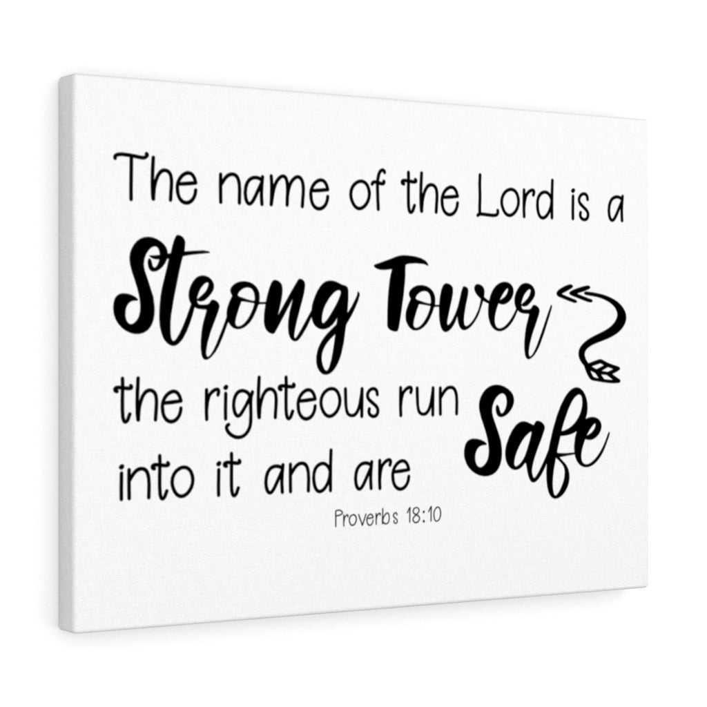 Scripture Walls Strong Tower Proverbs 18:10 Bible Verse Canvas Christian Wall Art Ready to Hang Unframed-Express Your Love Gifts