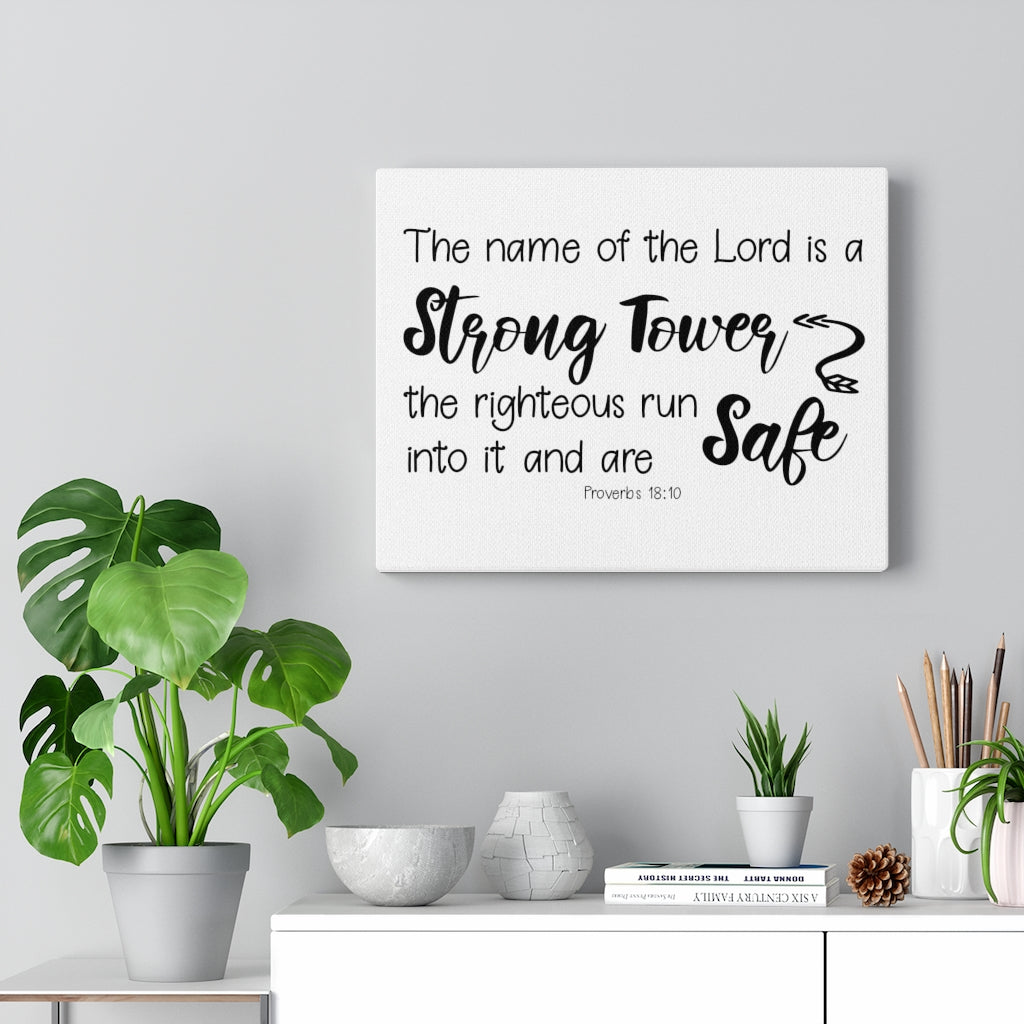 Scripture Walls Strong Tower Proverbs 18:10 Bible Verse Canvas Christian Wall Art Ready to Hang Unframed-Express Your Love Gifts