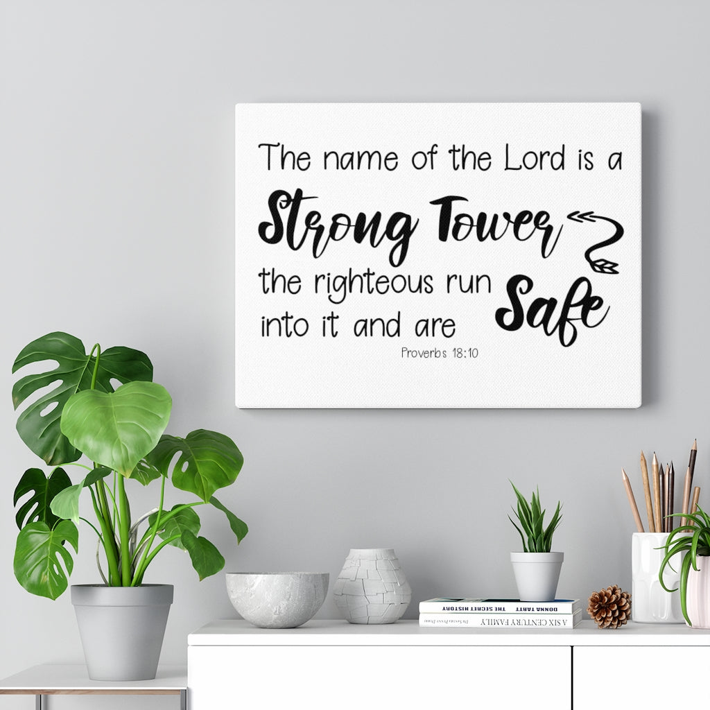 Scripture Walls Strong Tower Proverbs 18:10 Bible Verse Canvas Christian Wall Art Ready to Hang Unframed-Express Your Love Gifts