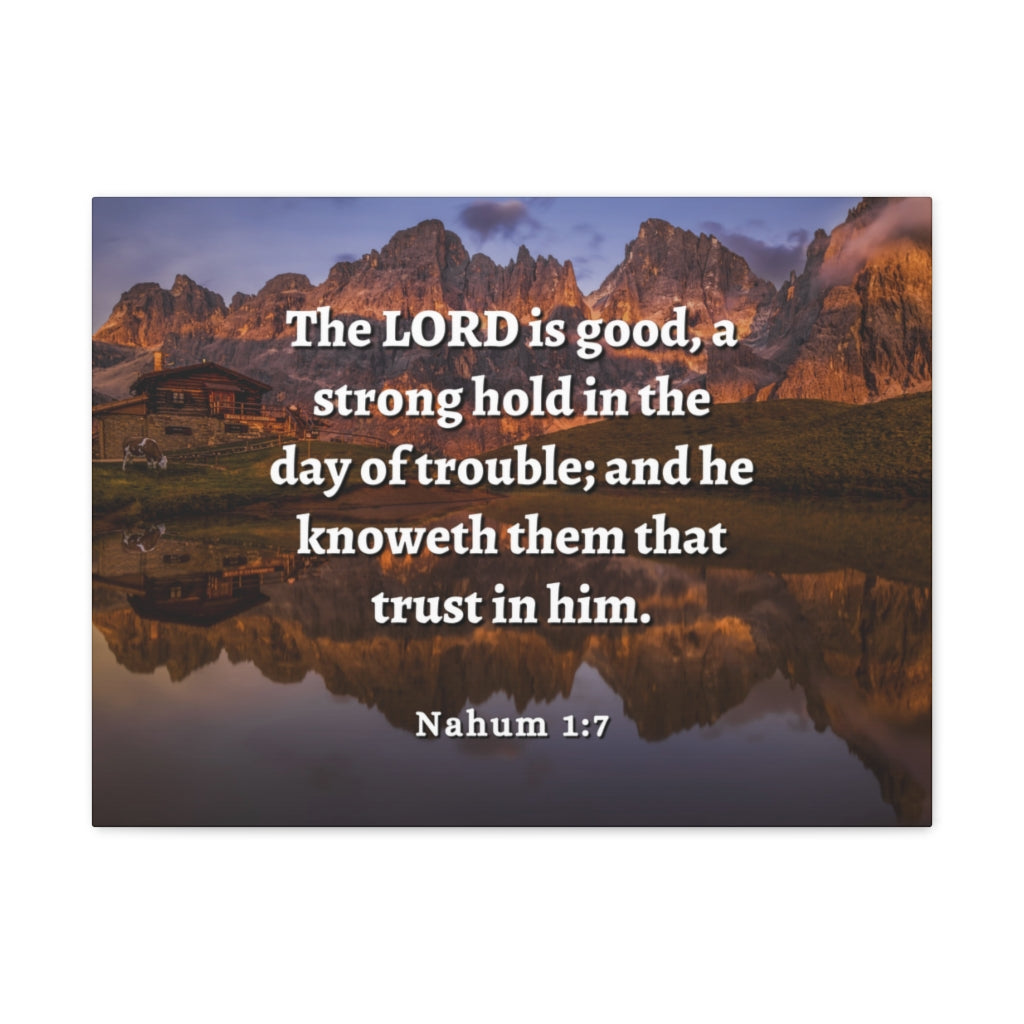 Scripture Walls Stronghold In The Day Of Trouble Nahum 1:7 Bible Verse Canvas Christian Wall Art Ready to Hang Unframed-Express Your Love Gifts