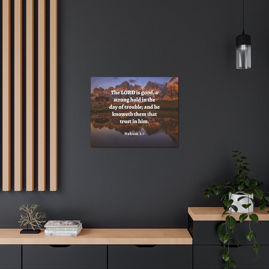 Scripture Walls Stronghold In The Day Of Trouble Nahum 1:7 Bible Verse Canvas Christian Wall Art Ready to Hang Unframed-Express Your Love Gifts