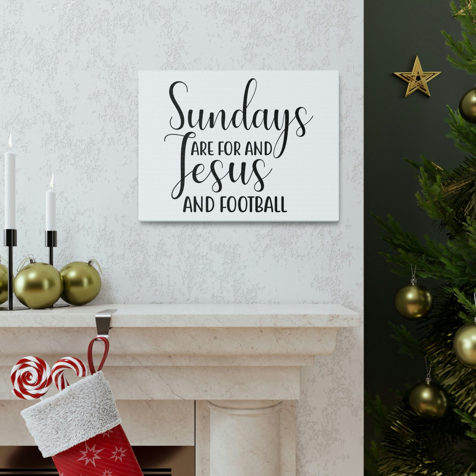 Scripture Walls Sundays Are For Jesus And Football Hebrews 4:9 Christian Wall Art Print Ready to Hang Unframed-Express Your Love Gifts