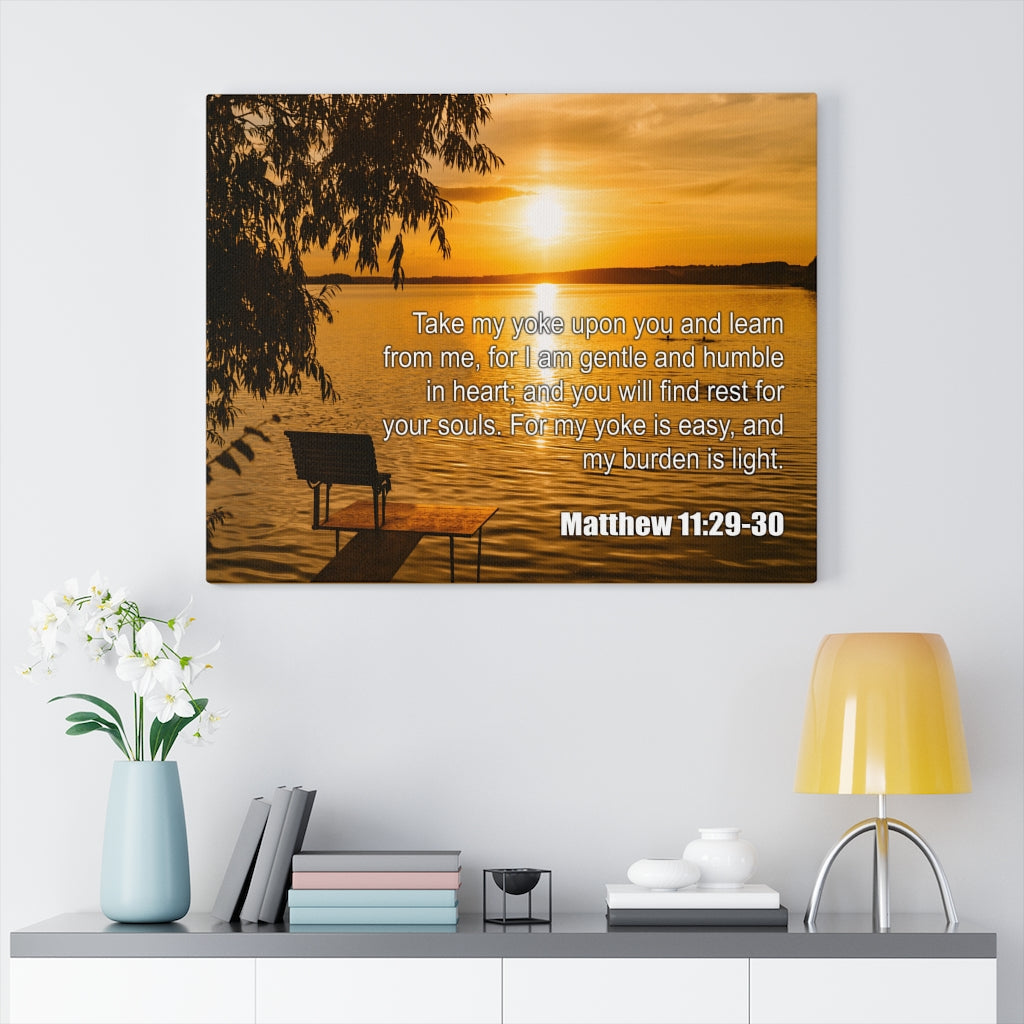 Scripture Walls Take My Yoke Matthew 11:29-30 Bible Verse Canvas Christian Wall Art Ready to Hang Unframed-Express Your Love Gifts