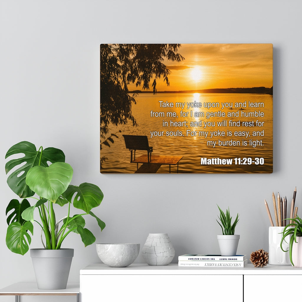 Scripture Walls Take My Yoke Matthew 11:29-30 Bible Verse Canvas Christian Wall Art Ready to Hang Unframed-Express Your Love Gifts