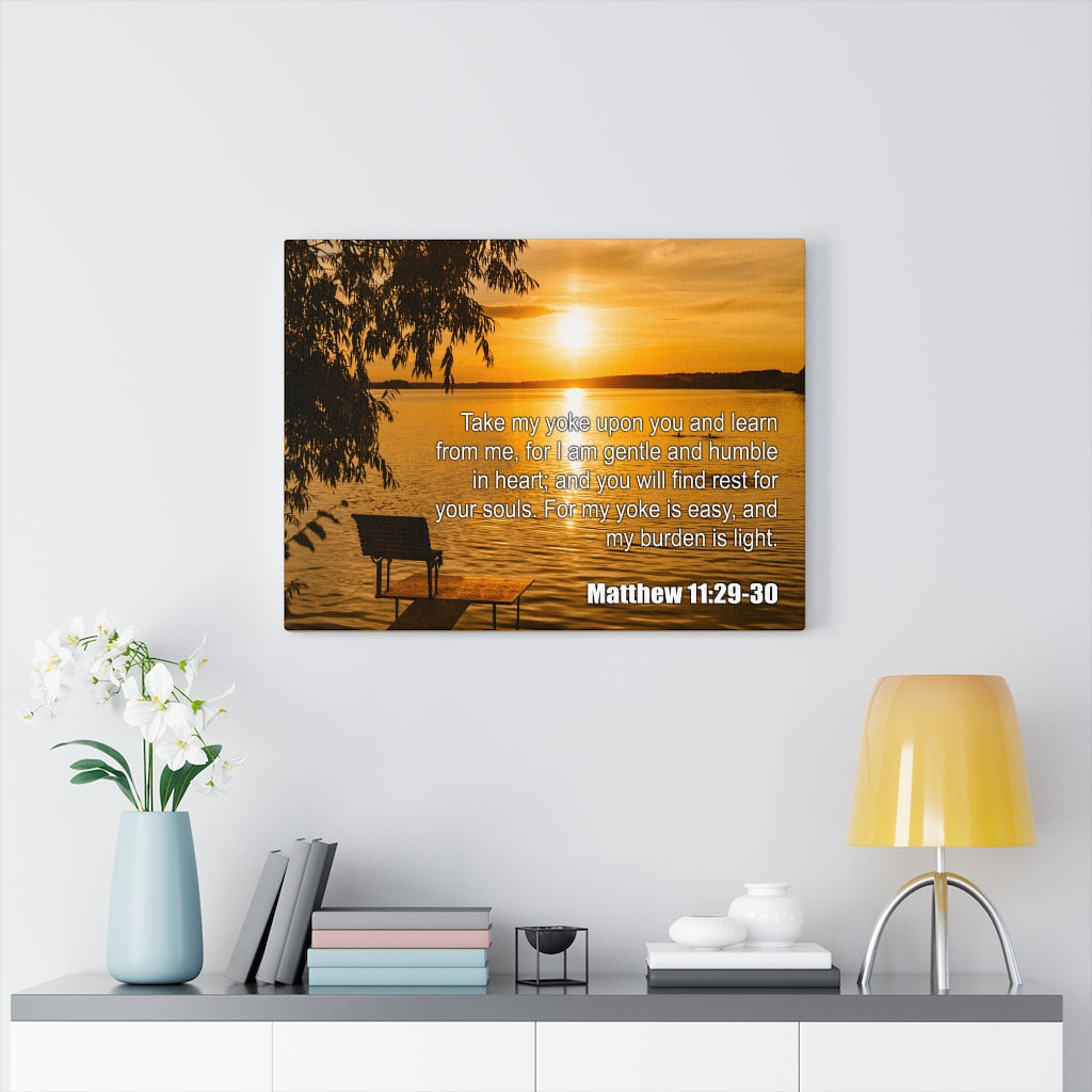 Scripture Walls Take My Yoke Matthew 11:29-30 Bible Verse Canvas Christian Wall Art Ready to Hang Unframed-Express Your Love Gifts