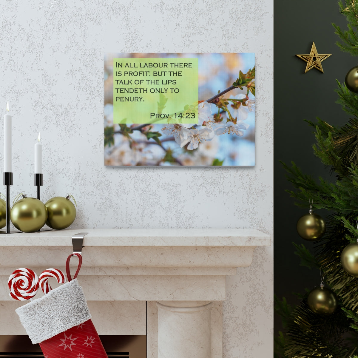 Scripture Walls Talk Of The Lips Proverbs 14:23 Bible Verse Canvas Christian Wall Art Bible Verse Print Ready To Hang Unframed-Express Your Love Gifts