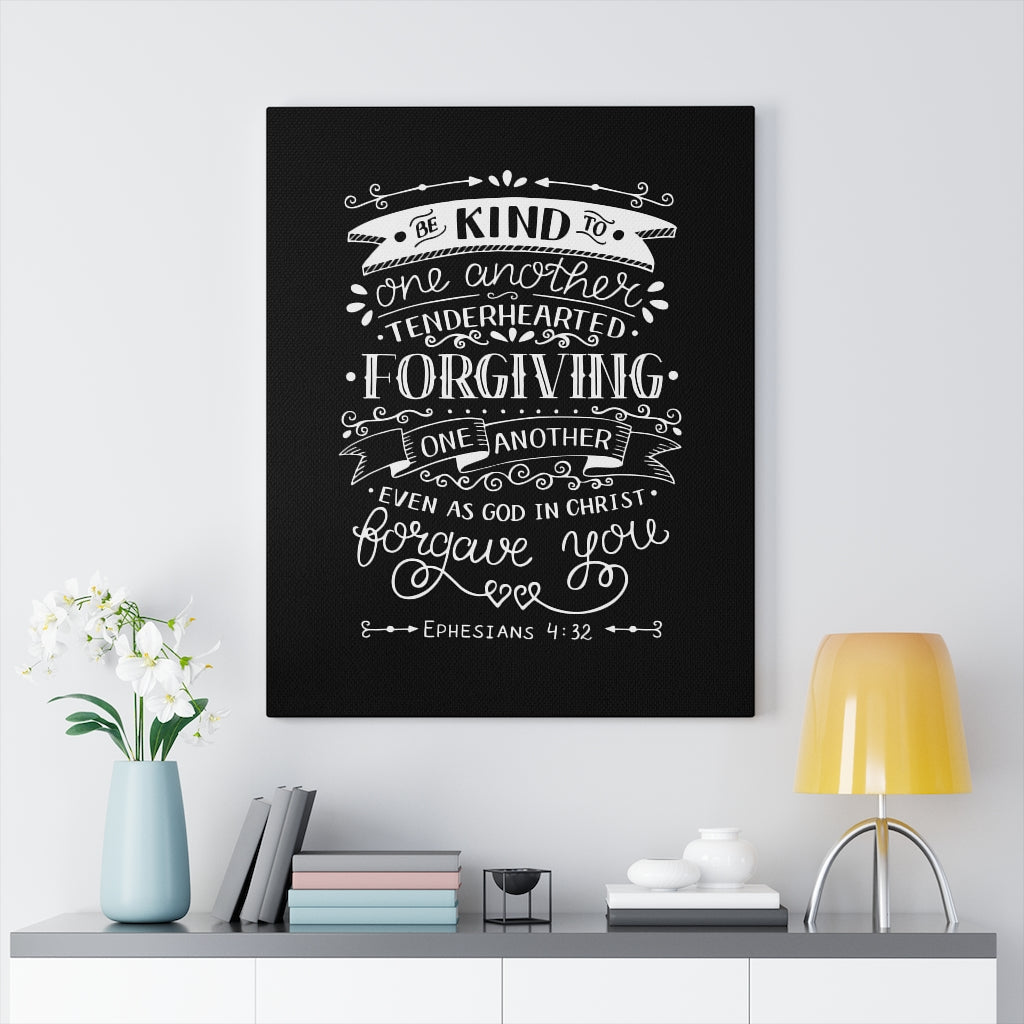 Scripture Walls Tenderhearted Black Ephesians 4:32 Bible Verse Canvas Christian Wall Art Ready to Hang Unframed-Express Your Love Gifts