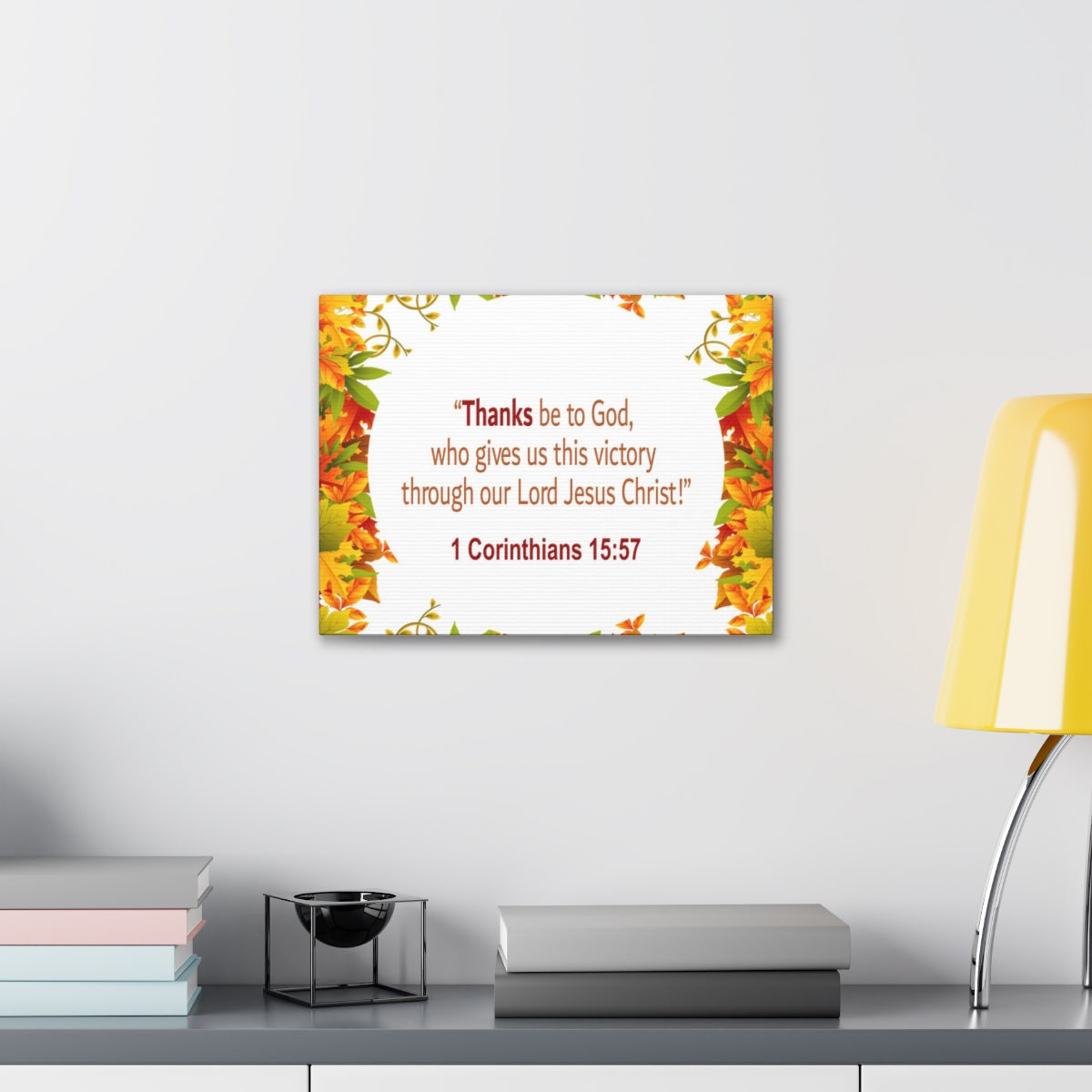 Scripture Walls Thanks Be To God 1 Corinthians 15:57 Bible Verse Canvas Christian Wall Art Ready to Hang Unframed-Express Your Love Gifts
