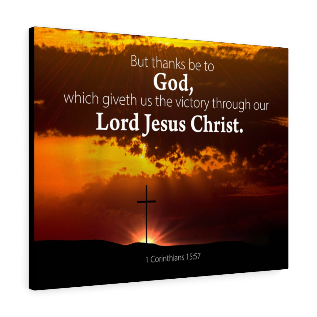 Scripture Walls Thanks Be to God 1 Corinthians 15:57 Bible Verse Canvas Christian Wall Art Ready to Hang Unframed-Express Your Love Gifts