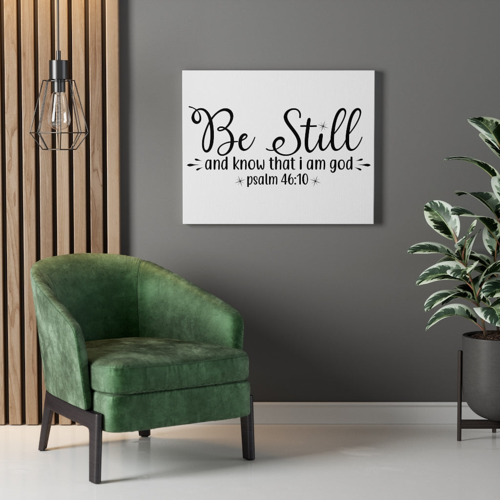 Scripture Walls That I Am God Psalm 46:10 Bible Verse Canvas Christian Wall Art Ready to Hang Unframed-Express Your Love Gifts