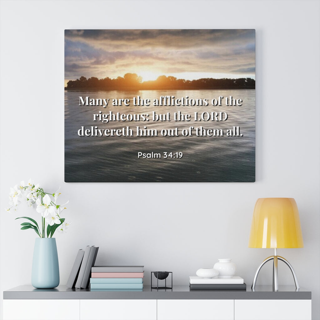 Scripture Walls The Afflictions Psalm 34:19 Bible Verse Canvas Christian Wall Art Ready to Hang Unframed-Express Your Love Gifts