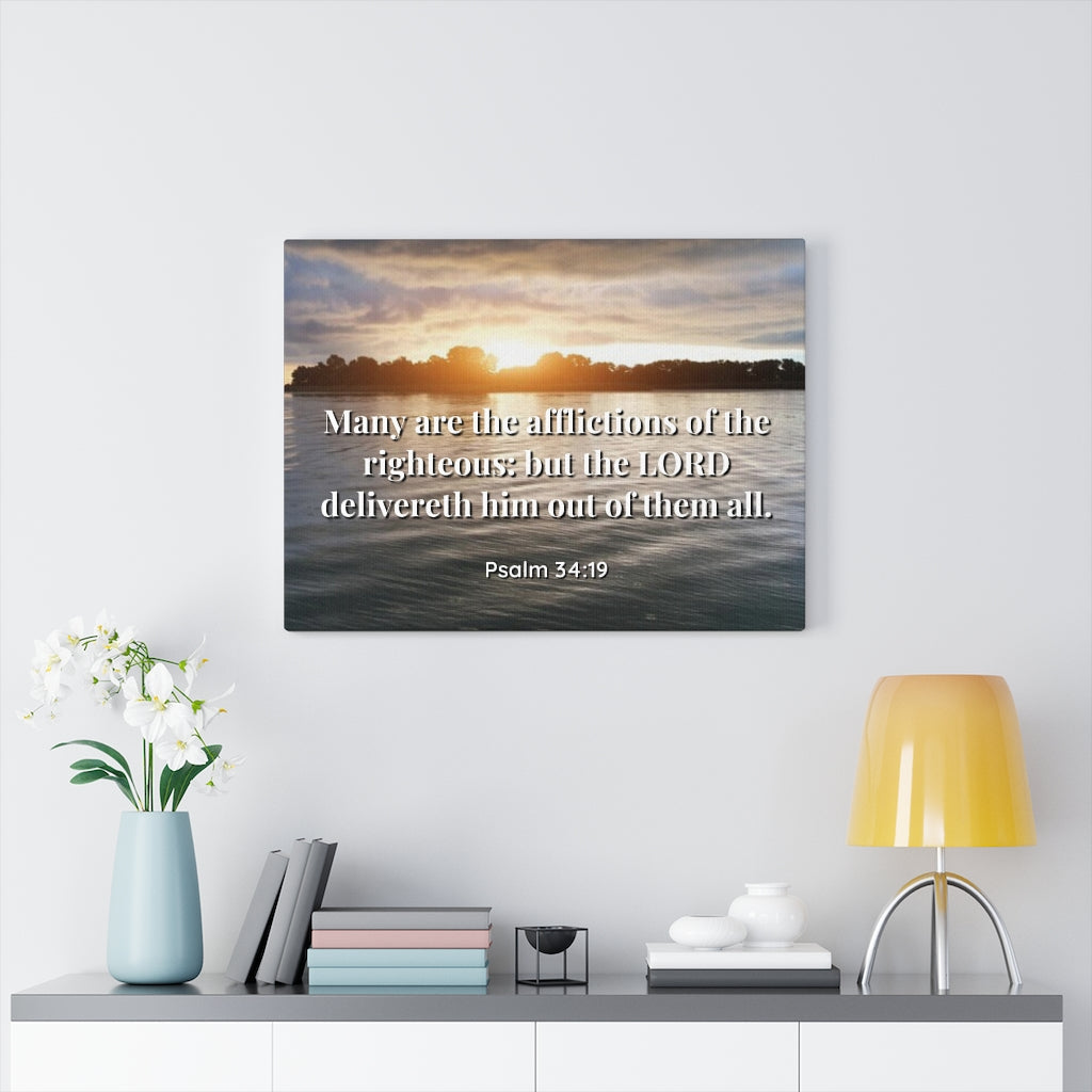 Scripture Walls The Afflictions Psalm 34:19 Bible Verse Canvas Christian Wall Art Ready to Hang Unframed-Express Your Love Gifts