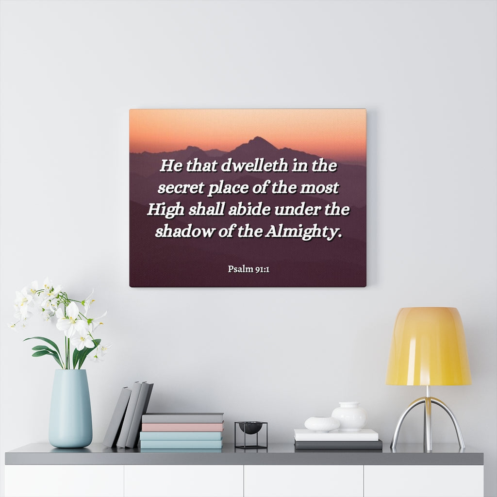 Scripture Walls The Almighty Psalms 91:1 Bible Verse Canvas Christian Wall Art Ready to Hang Unframed-Express Your Love Gifts