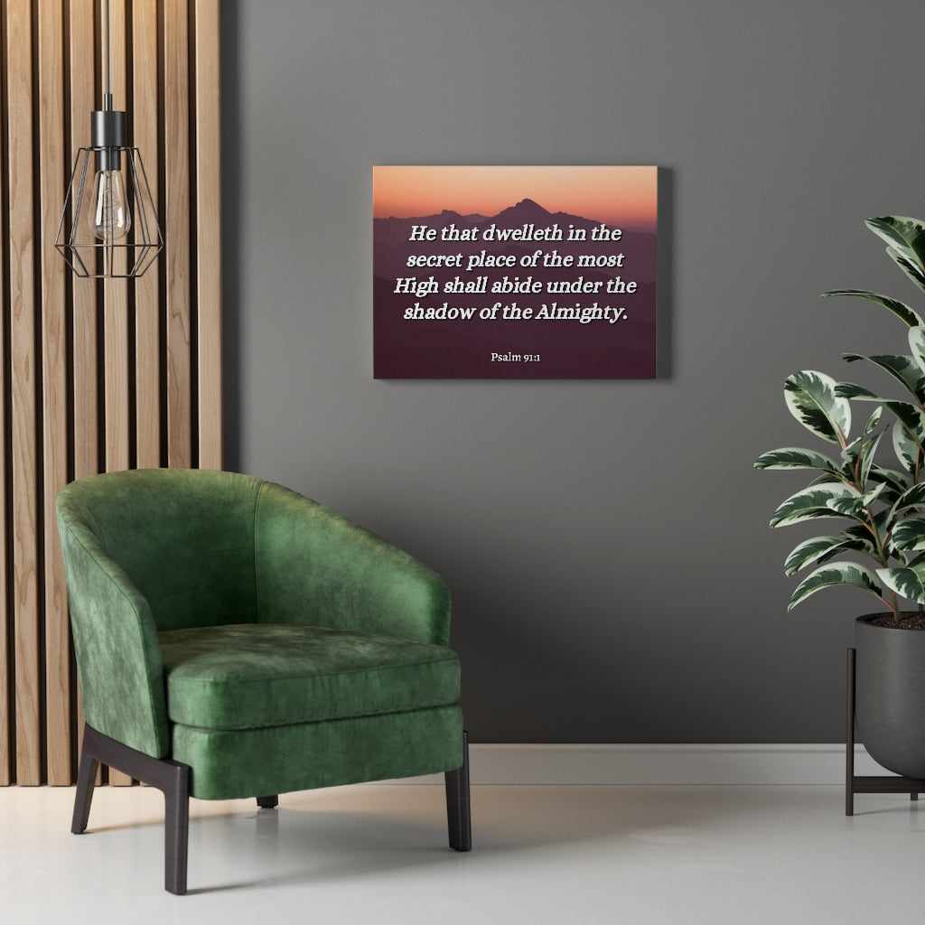 Scripture Walls The Almighty Psalms 91:1 Bible Verse Canvas Christian Wall Art Ready to Hang Unframed-Express Your Love Gifts