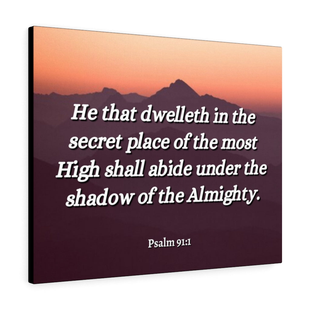 Scripture Walls The Almighty Psalms 91:1 Bible Verse Canvas Christian Wall Art Ready to Hang Unframed-Express Your Love Gifts