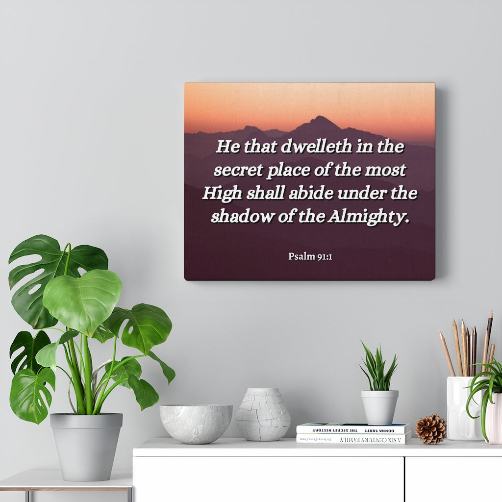 Scripture Walls The Almighty Psalms 91:1 Bible Verse Canvas Christian Wall Art Ready to Hang Unframed-Express Your Love Gifts