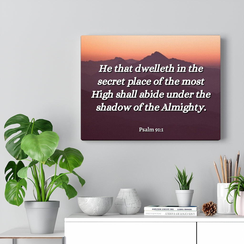 Scripture Walls The Almighty Psalms 91:1 Bible Verse Canvas Christian Wall Art Ready to Hang Unframed-Express Your Love Gifts