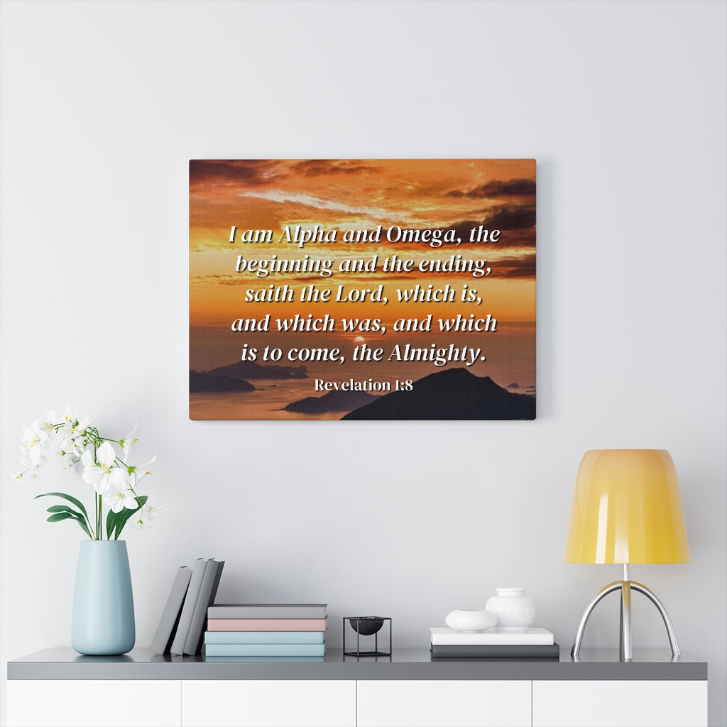 Scripture Walls The Almighty Revelation 1:8 Bible Verse Canvas Christian Wall Art Ready to Hang Unframed-Express Your Love Gifts