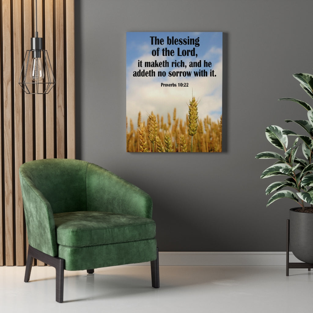 Scripture Walls The Blessing of The Lord Proverbs 10:22 Bible Verse Canvas Christian Wall Art Ready to Hang Unframed-Express Your Love Gifts