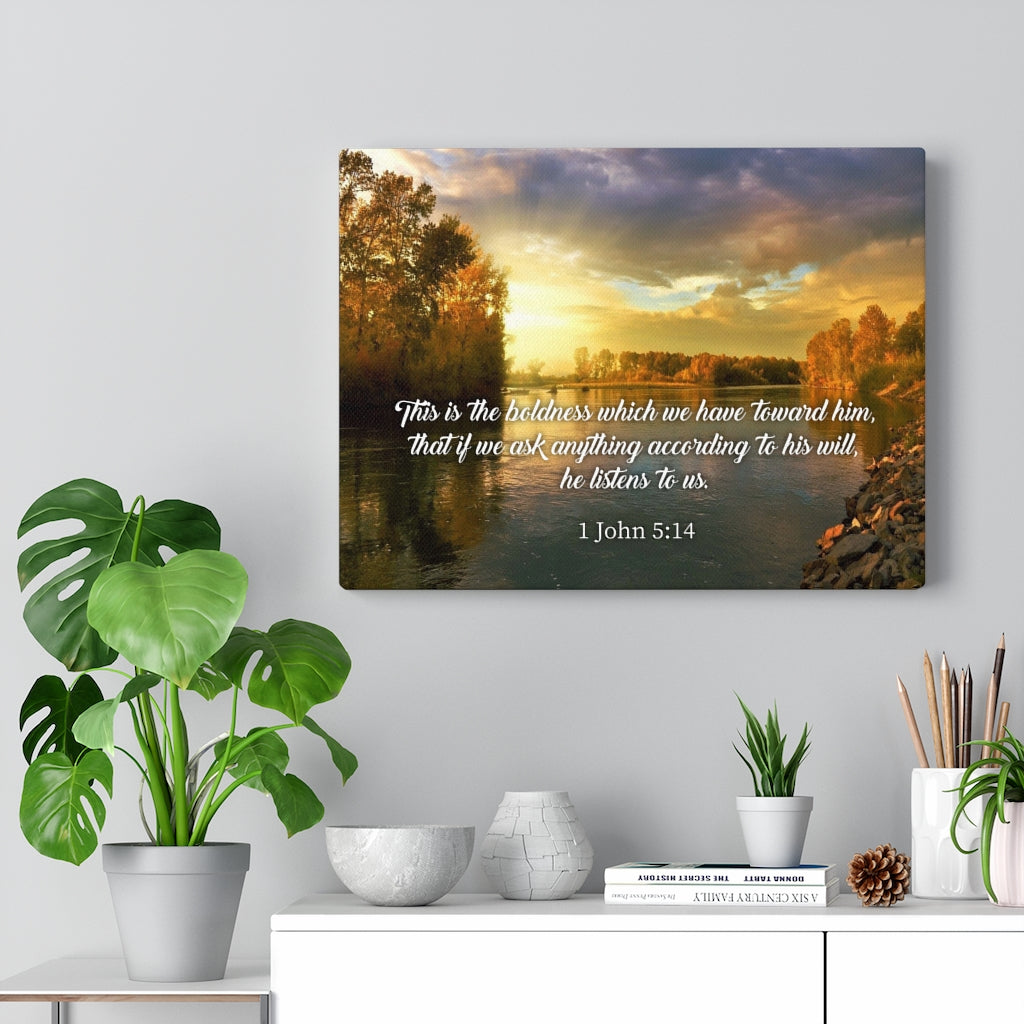 Scripture Walls The Confidence 1 John 5:14 Bible Verse Canvas Christian Wall Art Ready to Hang Unframed-Express Your Love Gifts
