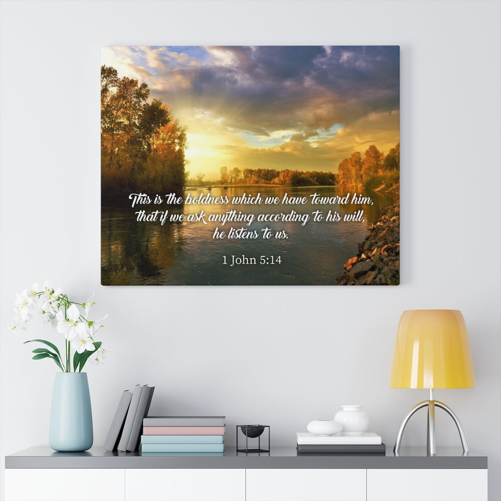 Scripture Walls The Confidence 1 John 5:14 Bible Verse Canvas Christian Wall Art Ready to Hang Unframed-Express Your Love Gifts