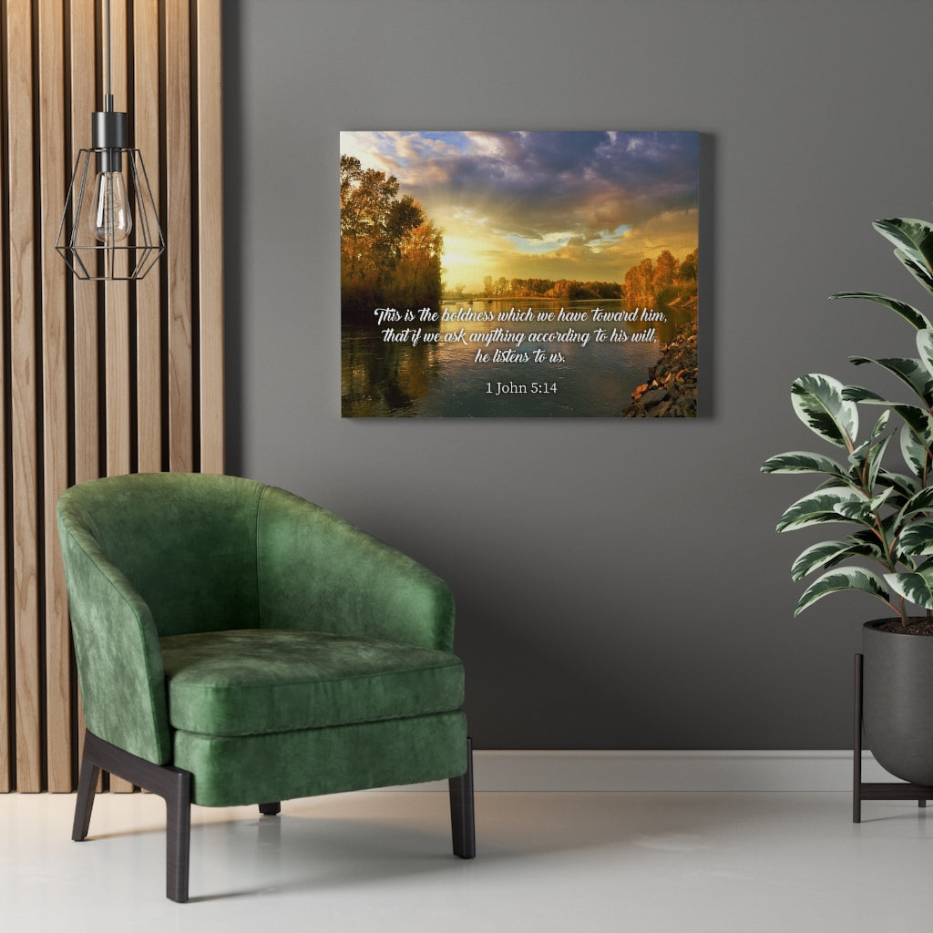 Scripture Walls The Confidence 1 John 5:14 Bible Verse Canvas Christian Wall Art Ready to Hang Unframed-Express Your Love Gifts