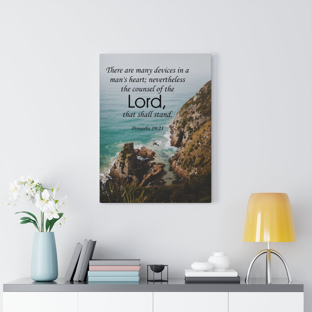 Scripture Walls The Counsel of The Lord Proverbs 19:21 Bible Verse Canvas Christian Wall Art Ready to Hang Unframed-Express Your Love Gifts