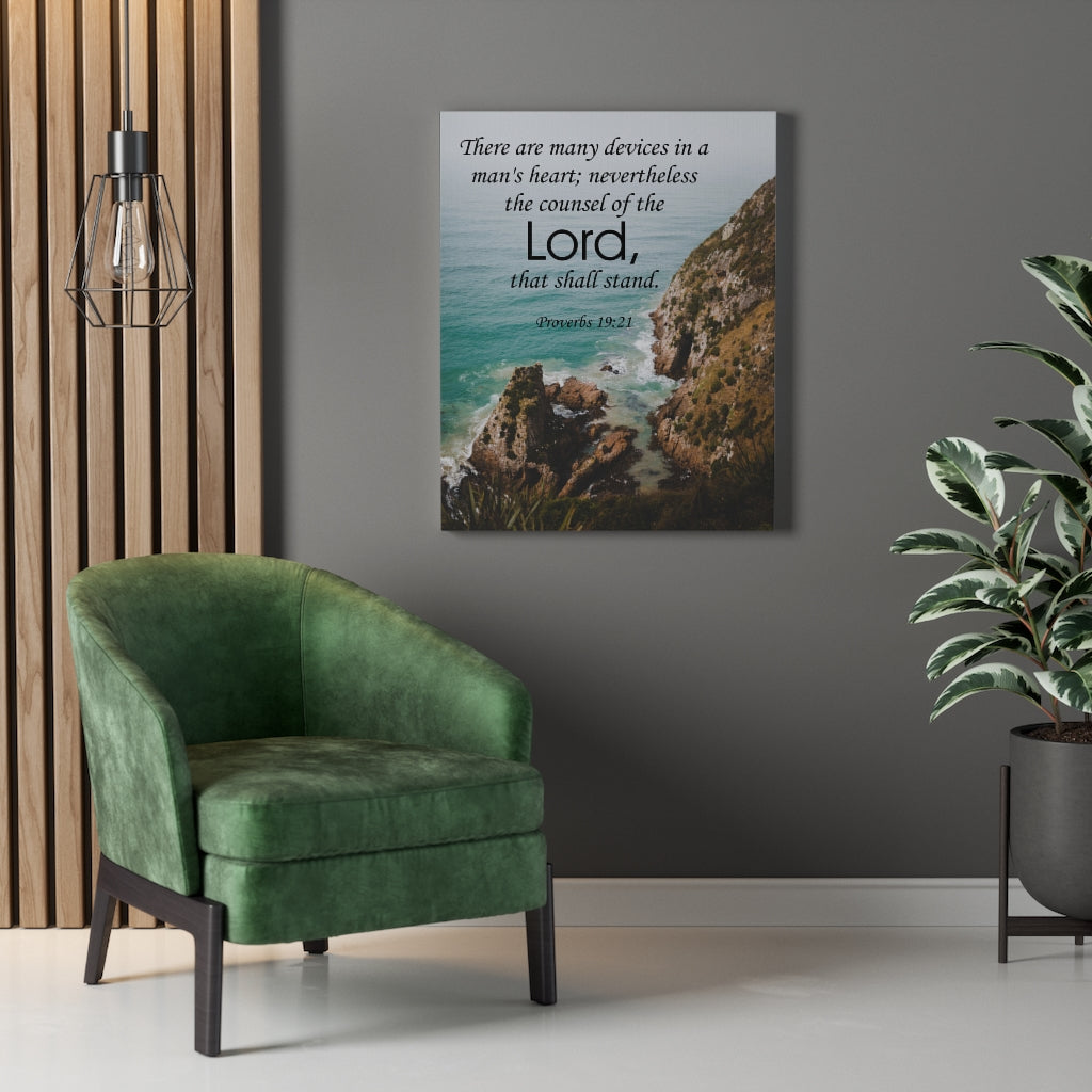 Scripture Walls The Counsel of The Lord Proverbs 19:21 Bible Verse Canvas Christian Wall Art Ready to Hang Unframed-Express Your Love Gifts