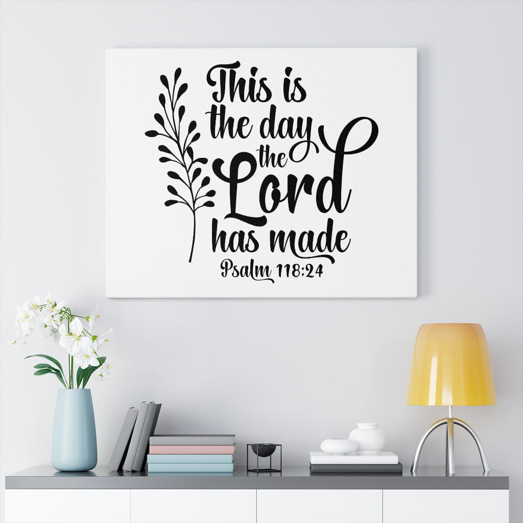Scripture Walls The Day The Lord Has Made Psalm 118:24 Bible Verse Canvas Christian Wall Art Ready to Hang Unframed-Express Your Love Gifts