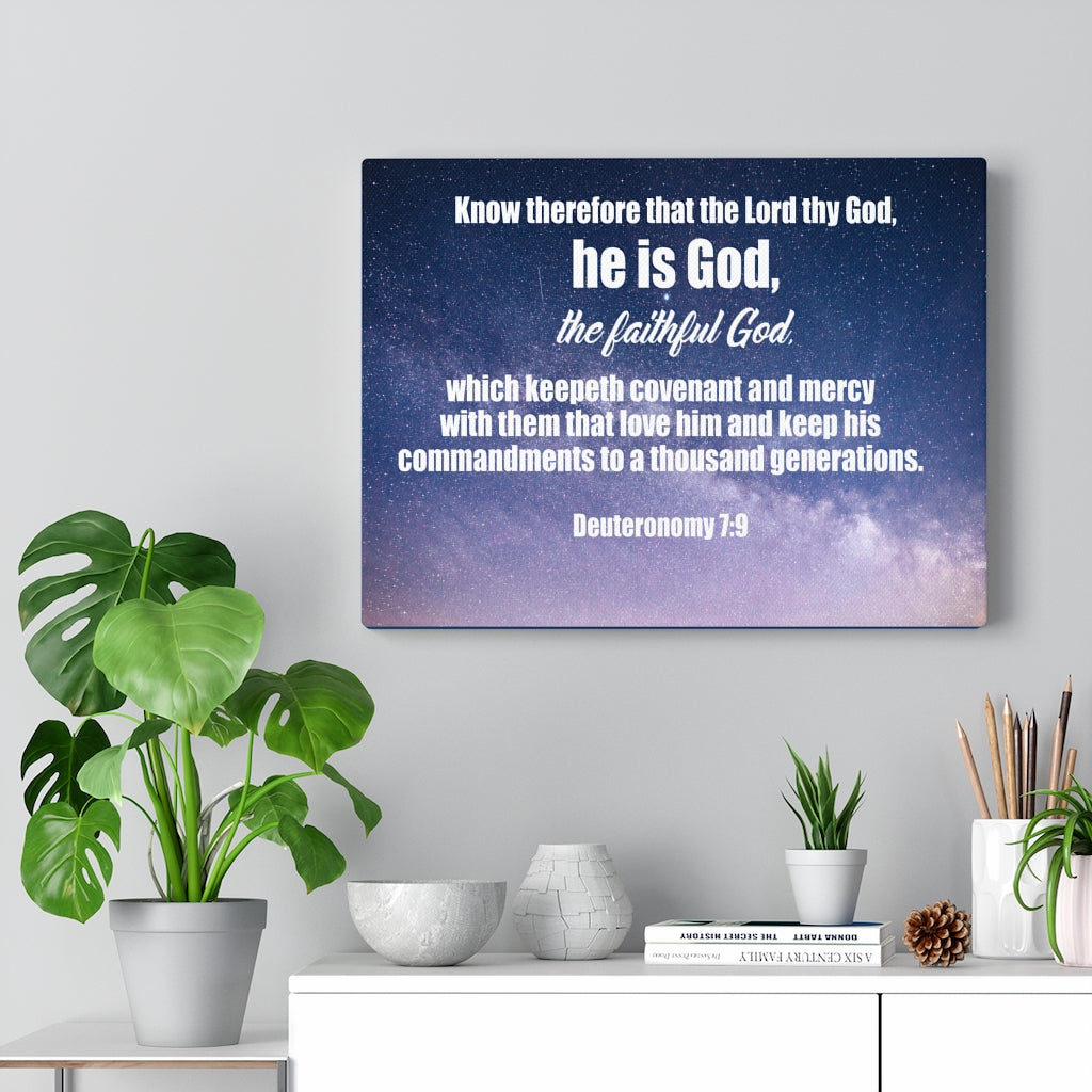 Scripture Walls The Faithful God Deuteronomy 7:9 Bible Verse Canvas Christian Wall Art Ready to Hang Unframed-Express Your Love Gifts