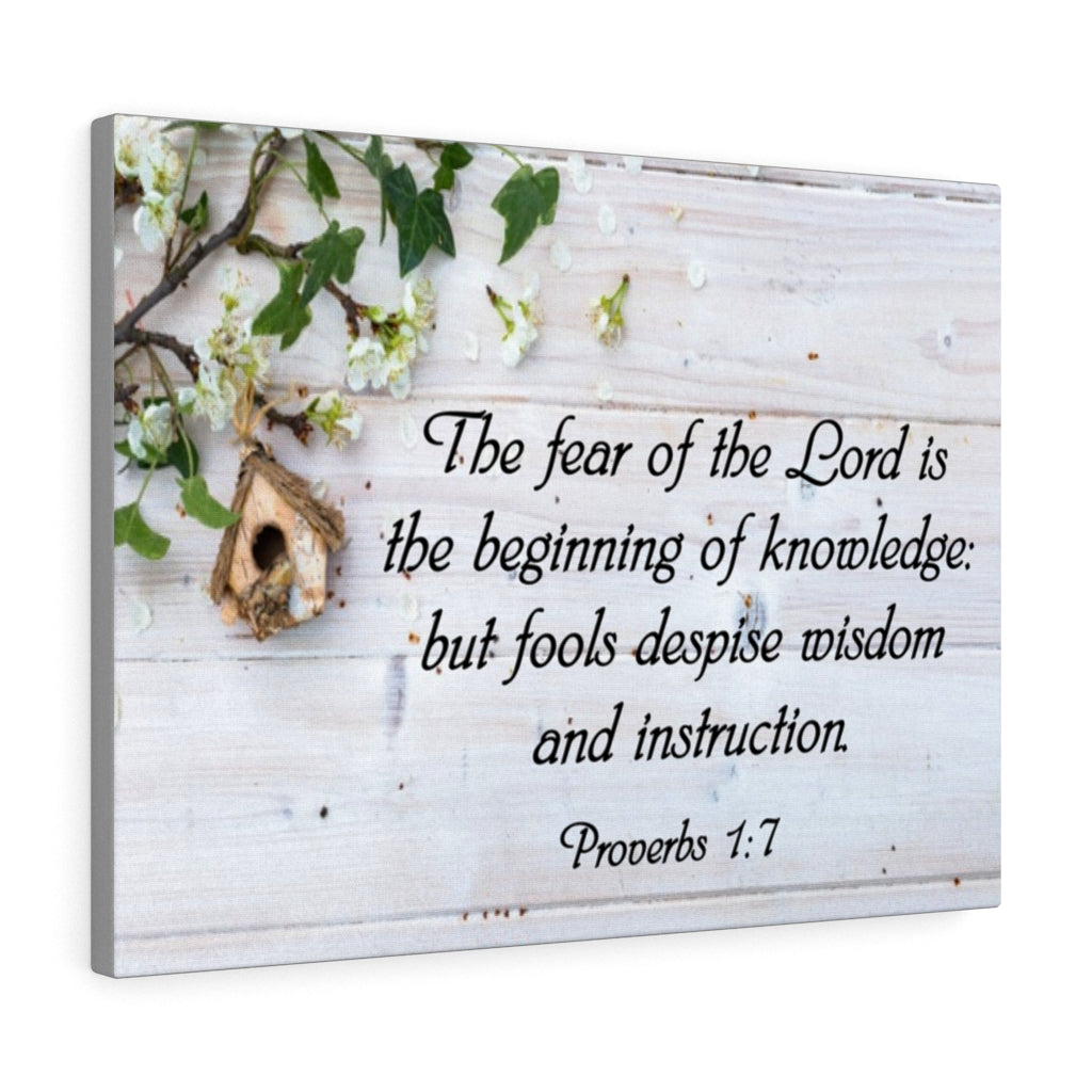 Scripture Walls Fear of the Lord Proverbs 1:7 Bible Verse Canvas Christian Wall Art Ready to Hang Unframed-Express Your Love Gifts
