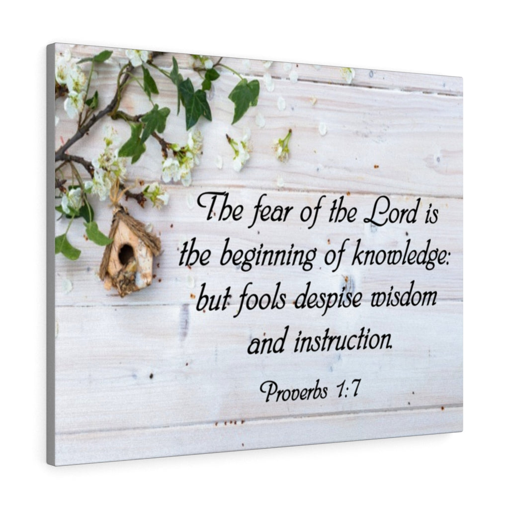 Scripture Walls Fear of the Lord Proverbs 1:7 Bible Verse Canvas Christian Wall Art Ready to Hang Unframed-Express Your Love Gifts