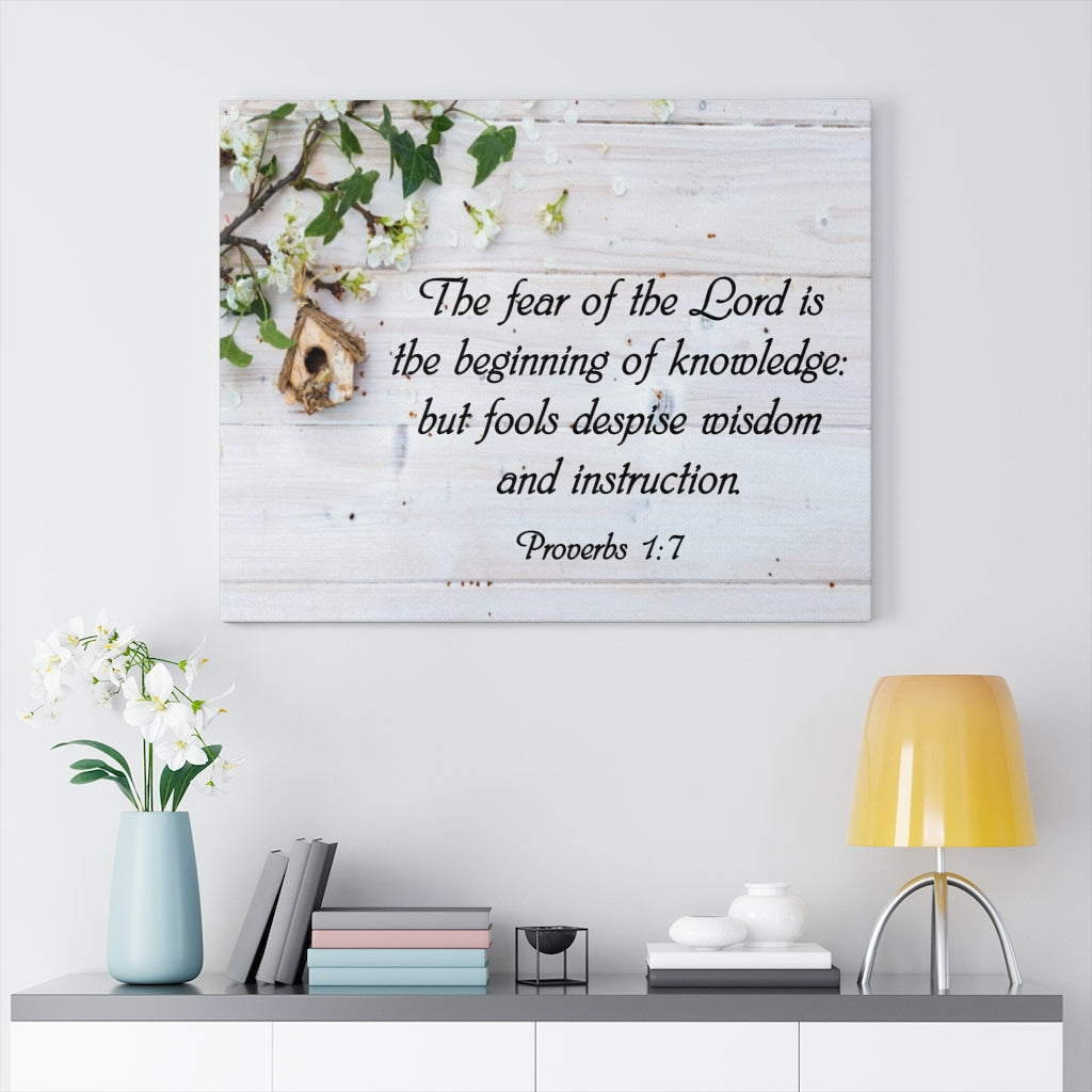 Scripture Walls Fear of the Lord Proverbs 1:7 Bible Verse Canvas Christian Wall Art Ready to Hang Unframed-Express Your Love Gifts