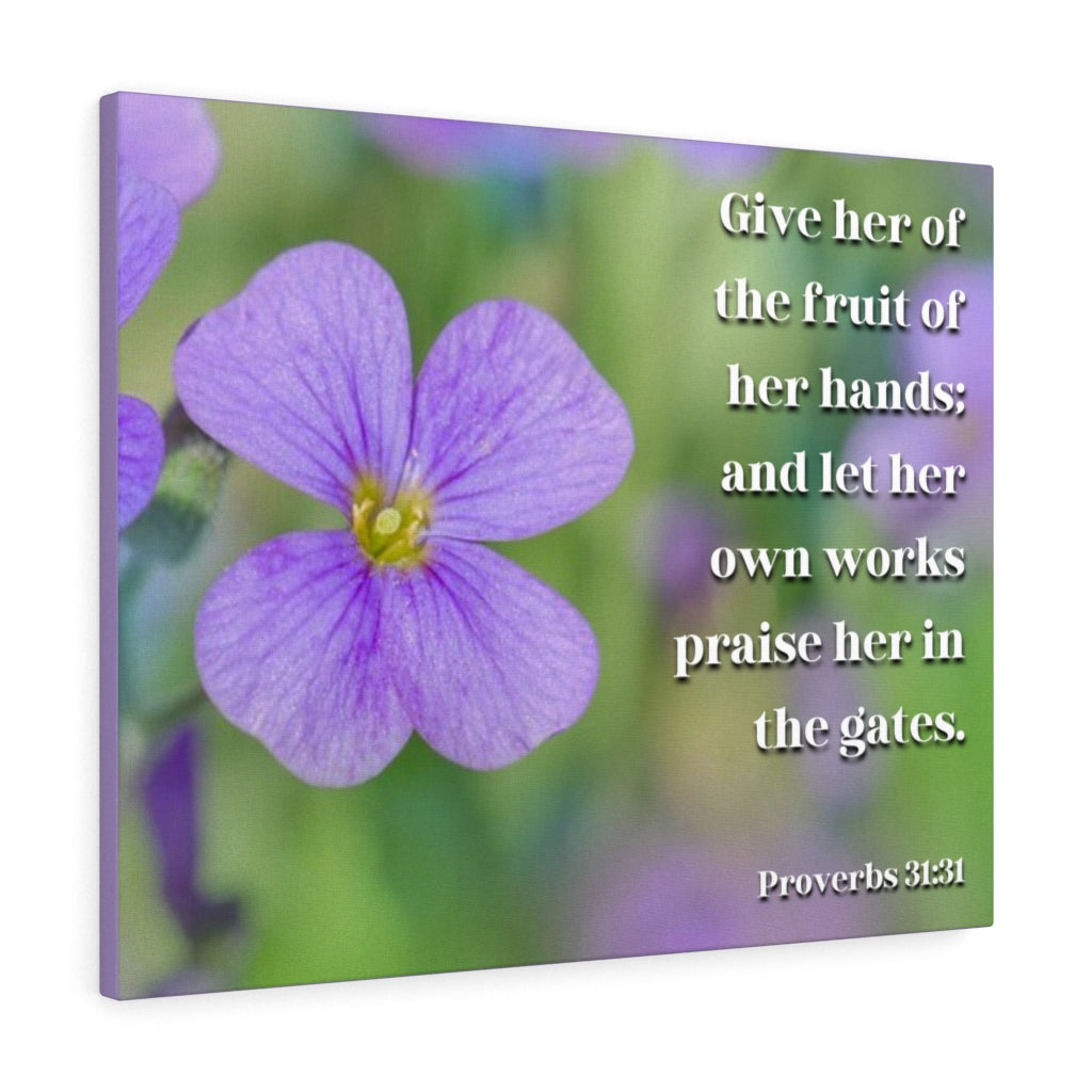 Scripture Walls The Fruit Of Her Hands Proverbs 31:31 Bible Verse Canvas Christian Wall Art Ready to Hang Unframed-Express Your Love Gifts