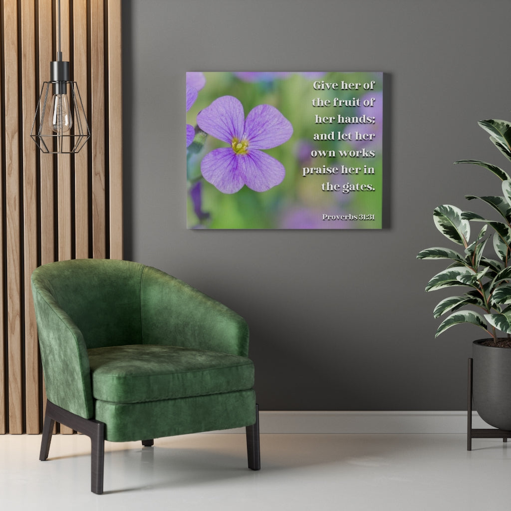 Scripture Walls The Fruit Of Her Hands Proverbs 31:31 Bible Verse Canvas Christian Wall Art Ready to Hang Unframed-Express Your Love Gifts
