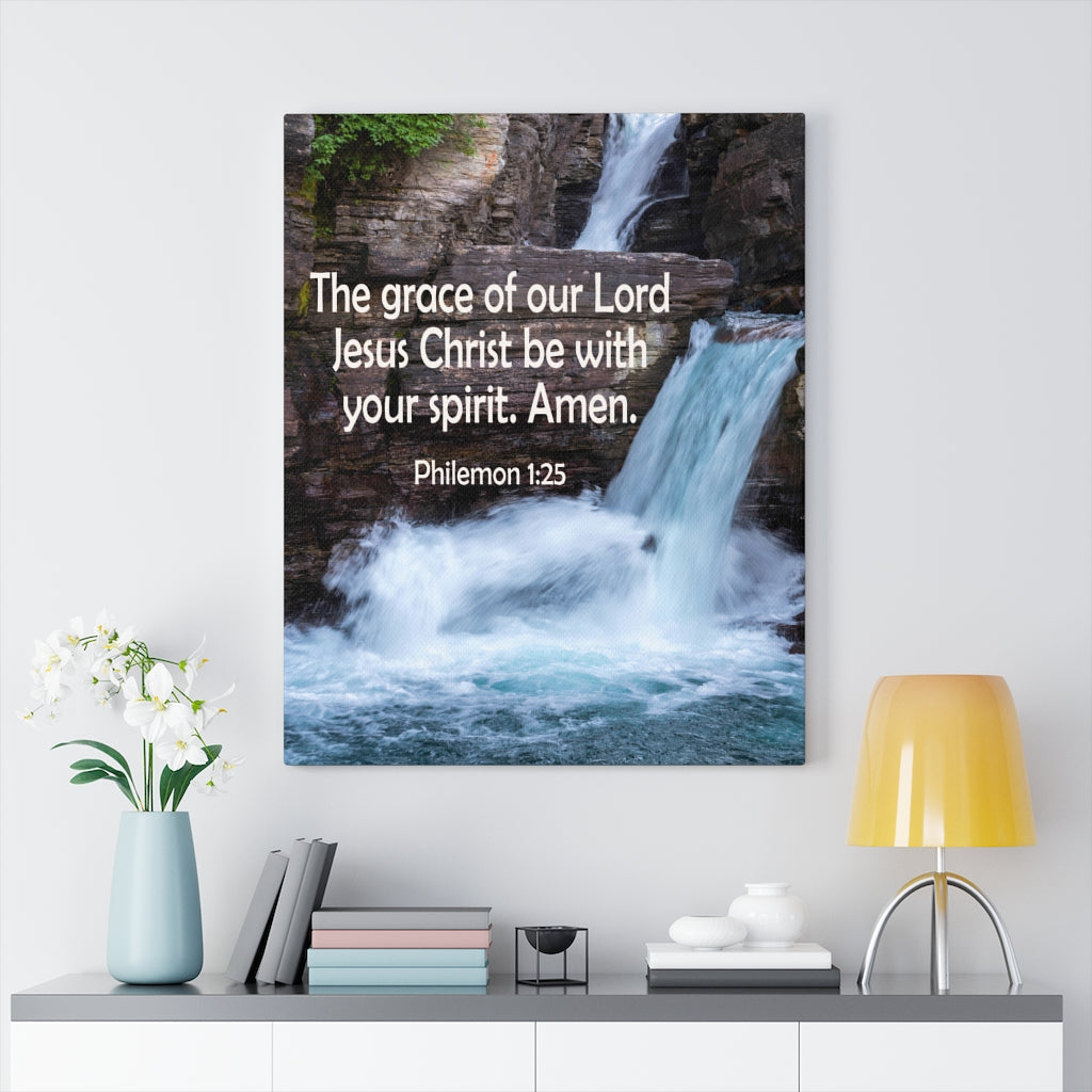 Scripture Walls The Grace of Lord Philemon 1:25 Bible Verse Canvas Christian Wall Art Ready to Hang Unframed-Express Your Love Gifts