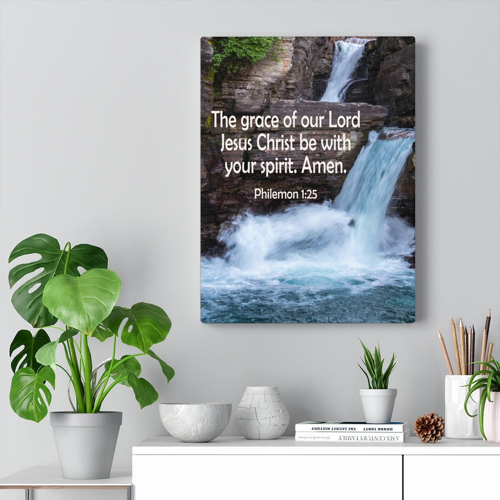 Scripture Walls The Grace of Lord Philemon 1:25 Bible Verse Canvas Christian Wall Art Ready to Hang Unframed-Express Your Love Gifts