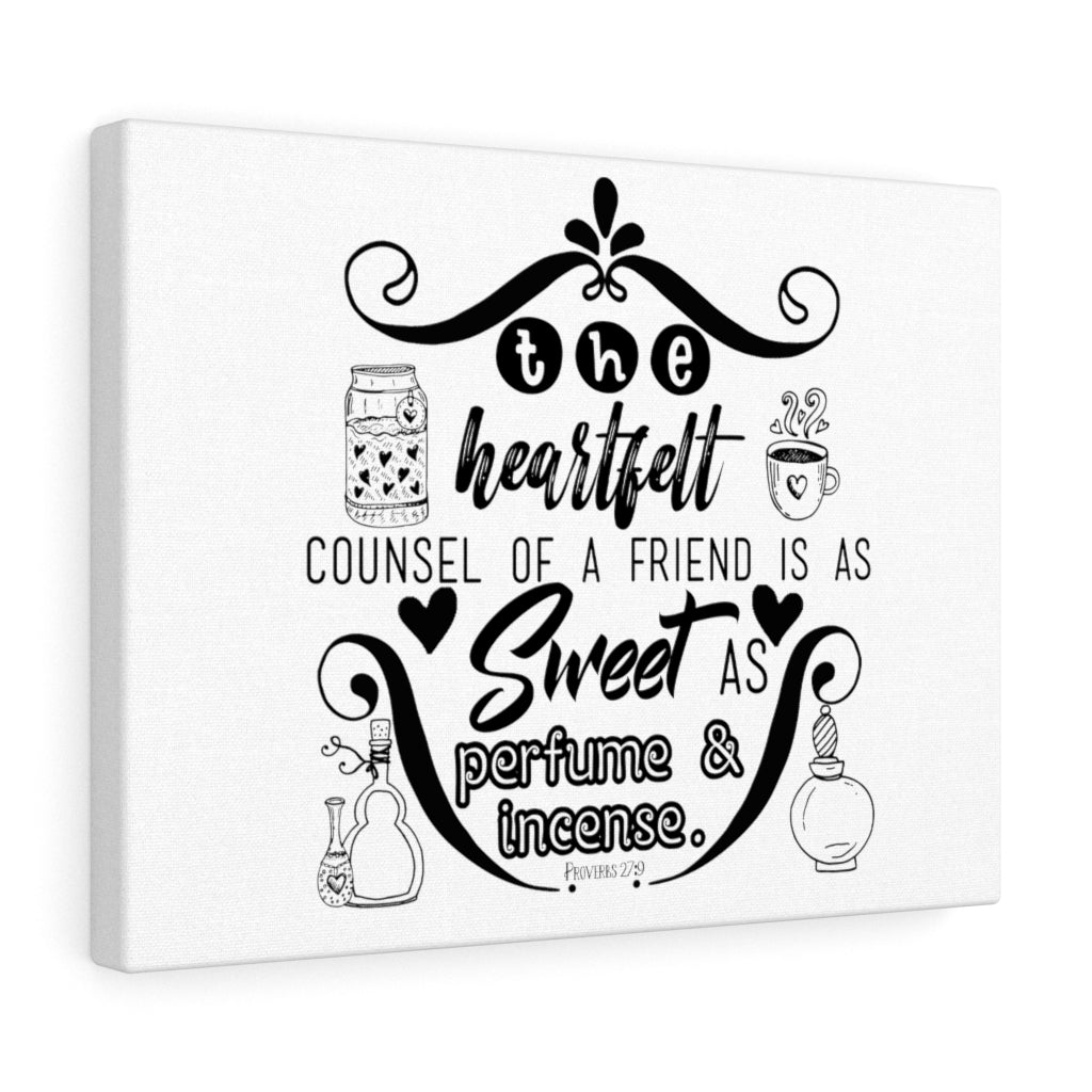 Scripture Walls The Heartfelt Counsel Proverbs 27:9 Bible Verse Canvas Christian Wall Art Ready to Hang Unframed-Express Your Love Gifts