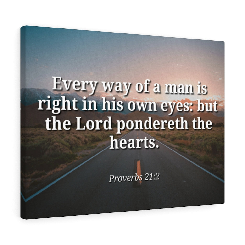 Scripture Walls The Hearts Proverbs 21:2 Bible Verse Canvas Christian Wall Art Ready to Hang Unframed-Express Your Love Gifts