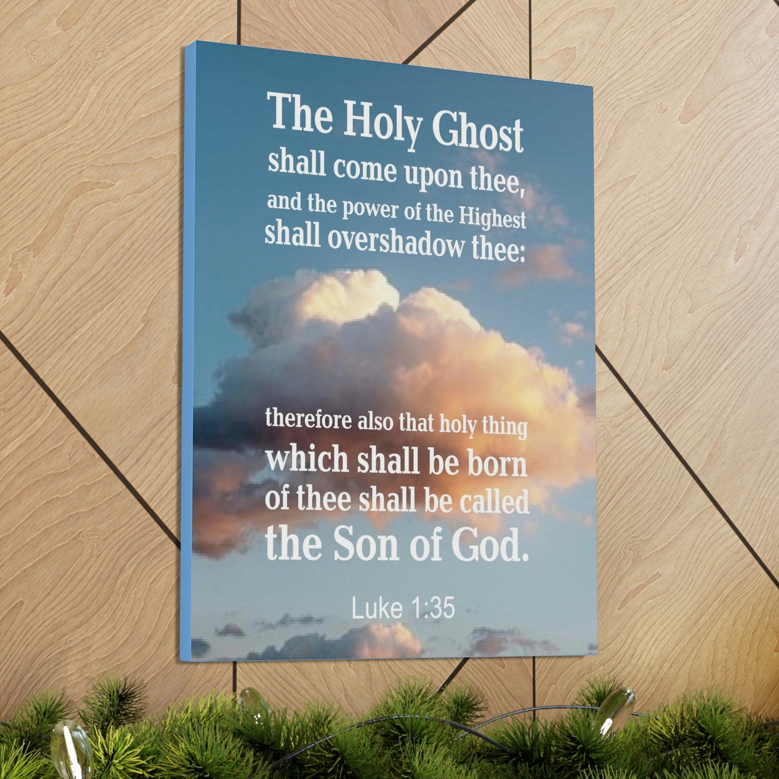 Scripture Walls The Holy Ghost Luke 1:35 Bible Verse Canvas Christian Wall Art Ready to Hang Unframed-Express Your Love Gifts