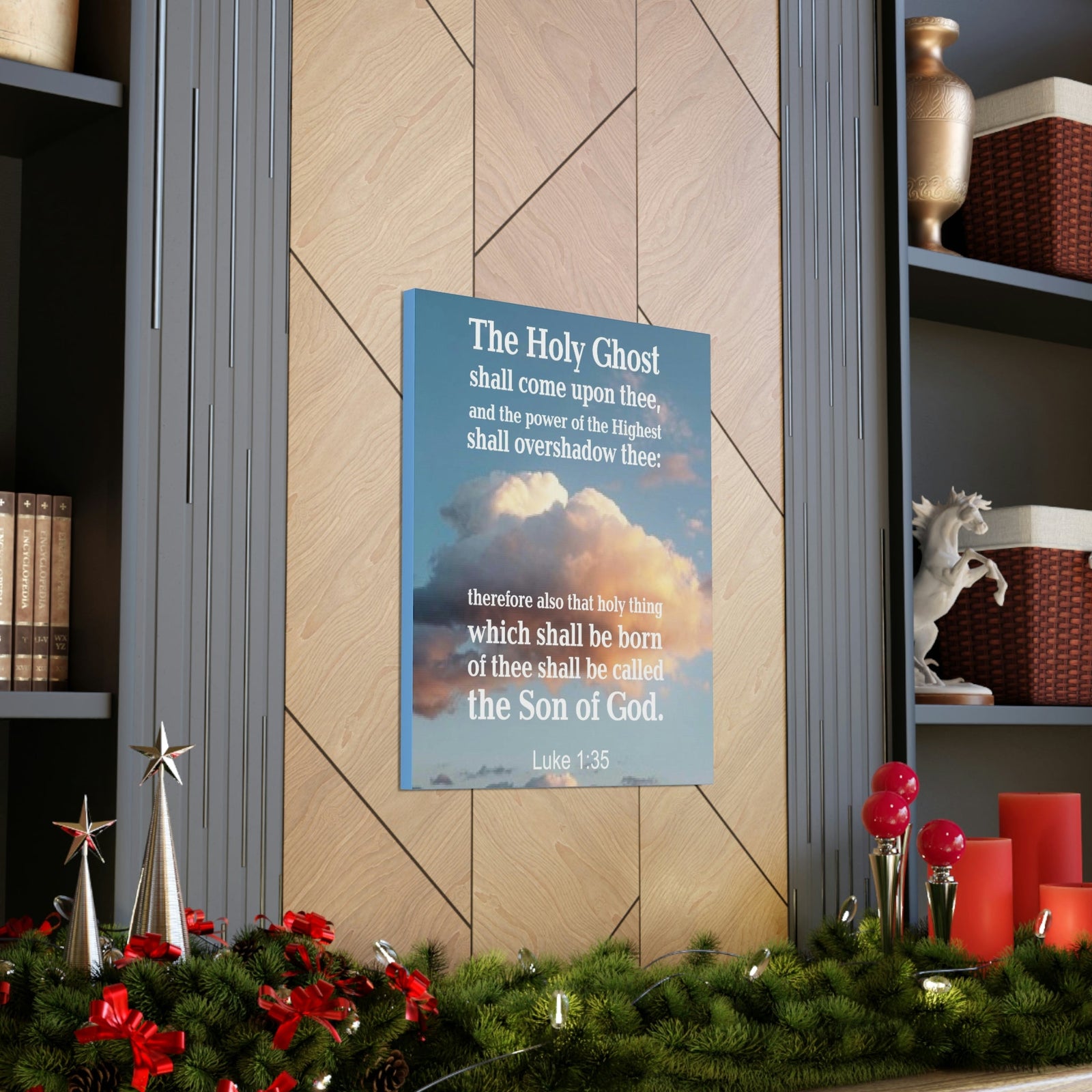 Scripture Walls The Holy Ghost Luke 1:35 Bible Verse Canvas Christian Wall Art Ready to Hang Unframed-Express Your Love Gifts
