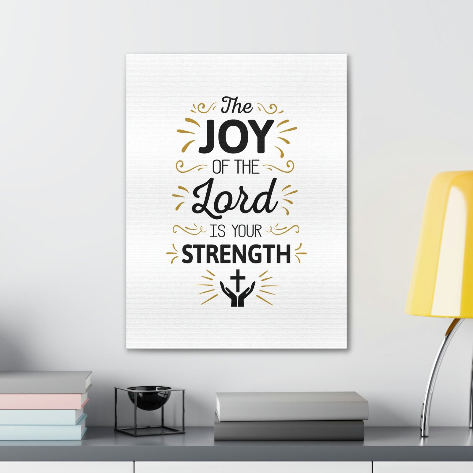 Scripture Walls The Joy Of The Lord Nehemiah 8:10 Cross On Hands Christian Wall Art Bible Verse Print Ready to Hang Unframed-Express Your Love Gifts