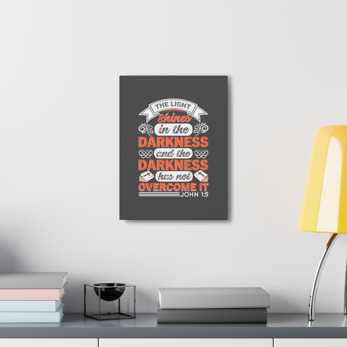 Scripture Walls The Light Shines John 1:5 Bible Verse Canvas Christian Wall Art Ready to Hang Unframed-Express Your Love Gifts