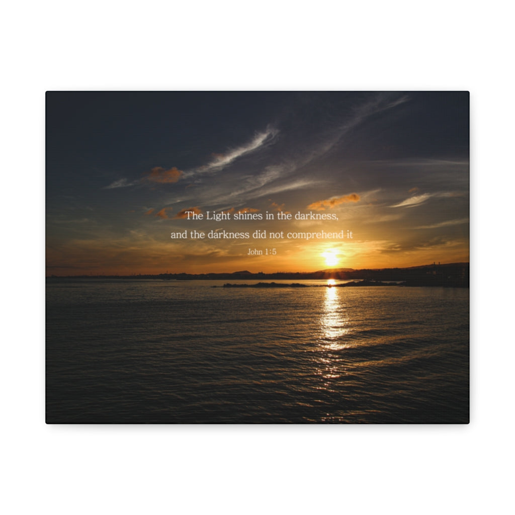 Scripture Walls The Light Shines John 1:5 Dark Bible Verse Canvas Christian Wall Art Ready to Hang Unframed-Express Your Love Gifts
