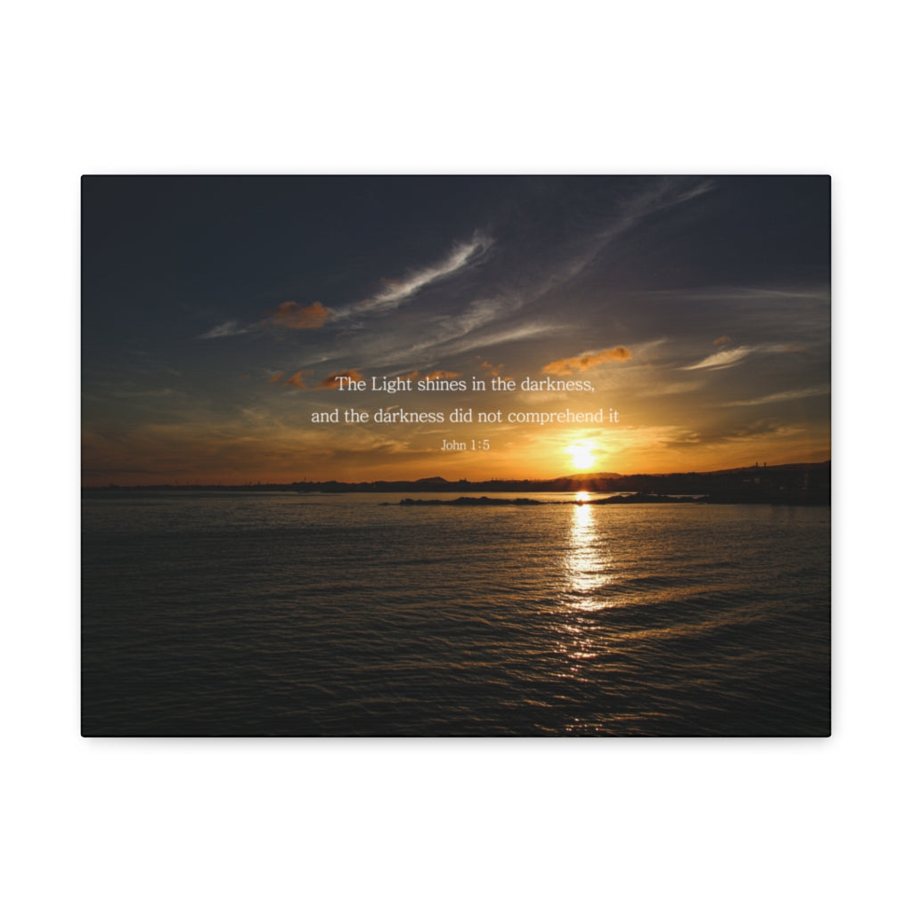 Scripture Walls The Light Shines John 1:5 Dark Bible Verse Canvas Christian Wall Art Ready to Hang Unframed-Express Your Love Gifts