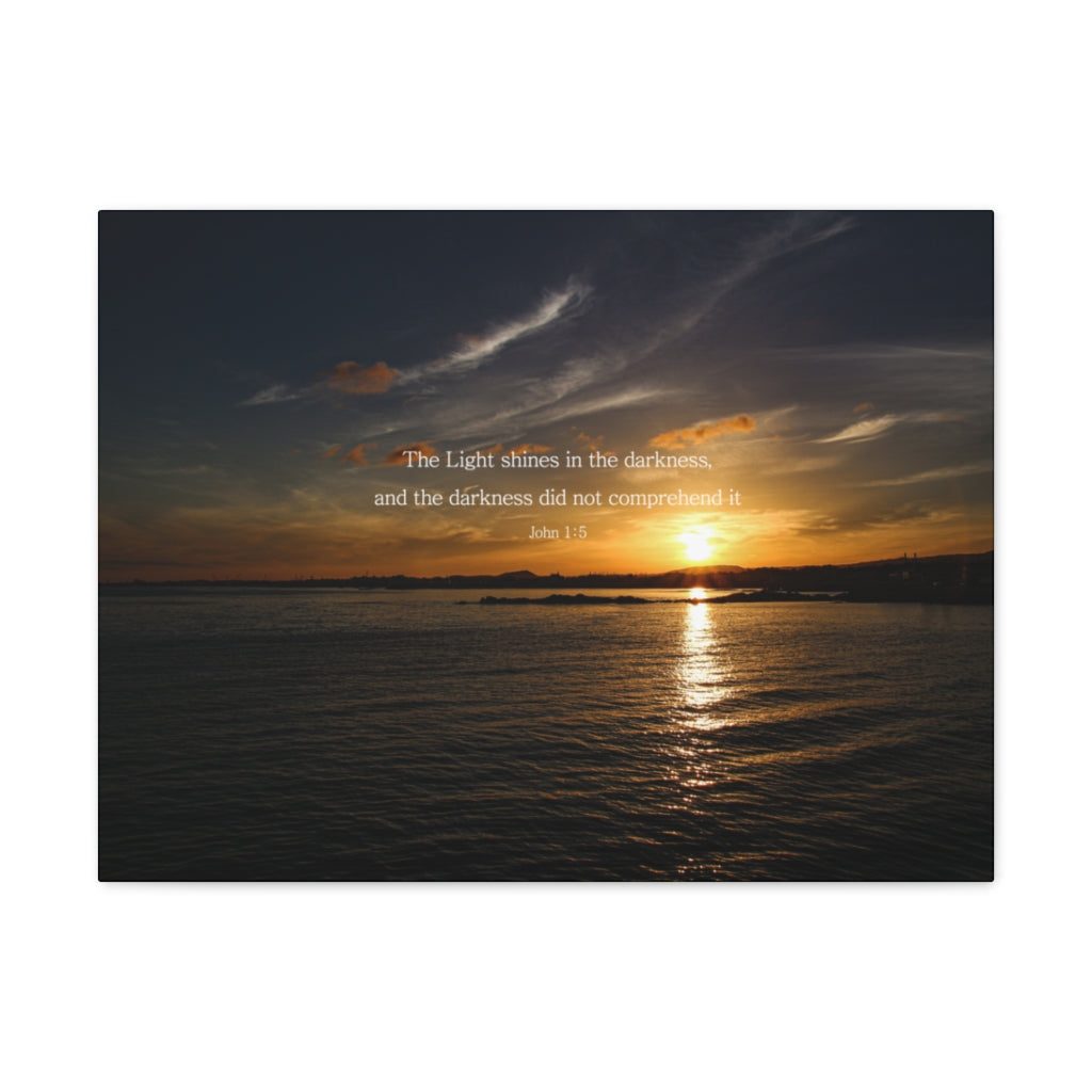 Scripture Walls The Light Shines John 1:5 Dark Bible Verse Canvas Christian Wall Art Ready to Hang Unframed-Express Your Love Gifts